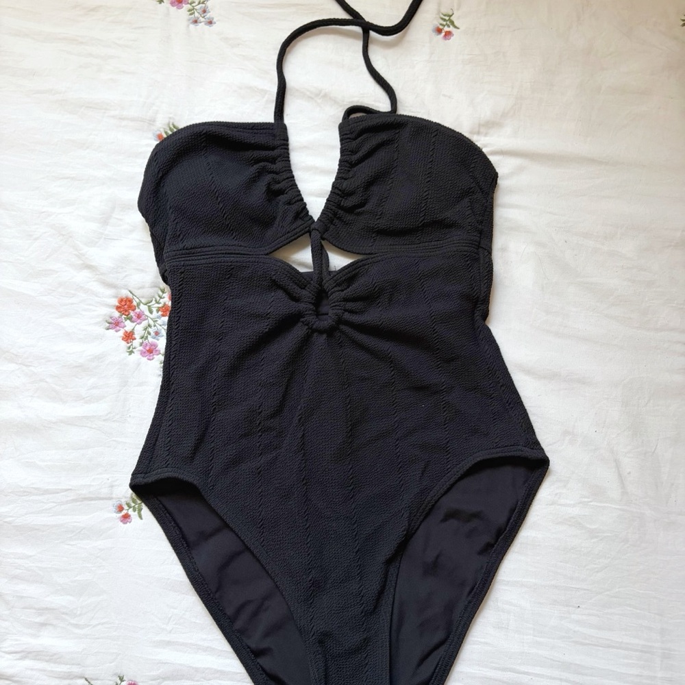 Michael Kors Black Halter One-Piece swimsuit